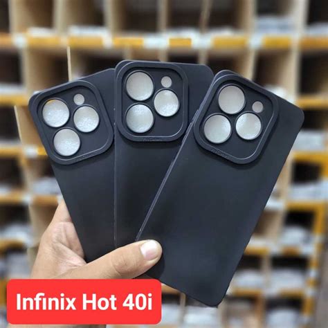 Jual Casing Infinix Hot 40 40i Silikon Free Tali Lanyard Camera Pro Premium Hitam Soft Case