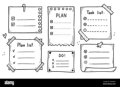 Doodle Checklist Set To Do Task List With Check Mark Vector