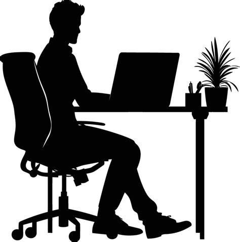 AI generated Silhouette Office Desk With Laptop people Work inside ...