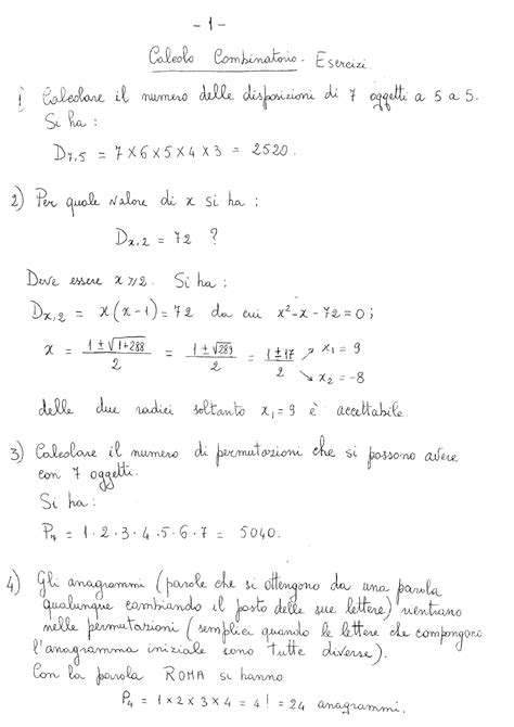 Calcolo Combinatorio Esercizi Matematica Studocu