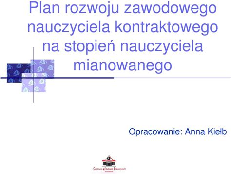 Plan Rozwoju Zawodowego Nauczyciela Kontraktowego Na Stopie