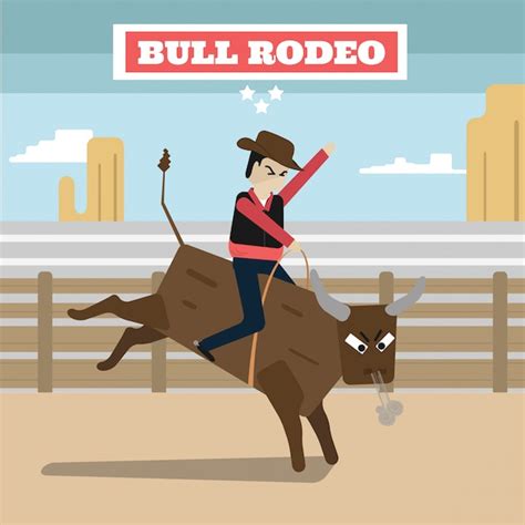 Bull Rodeo Vector Premium