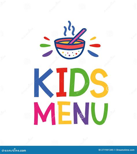 Kids Menu Logo Set For Design Stock Vector Illustration Of Logo