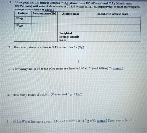 Solved Silver Ag Has Two Natural Isotopes Ag Chegg