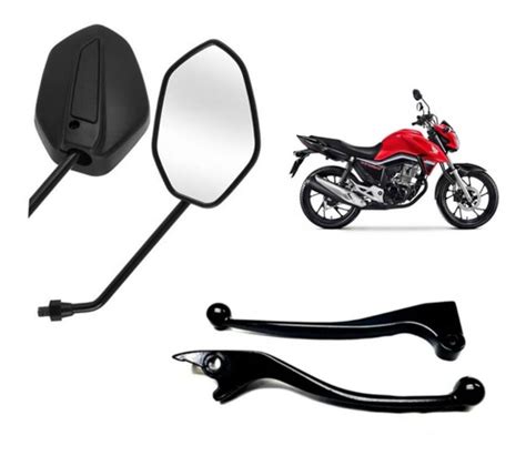 Kit Par Retrovisor Manetes Preto Cg Titan Fan 125 150 160