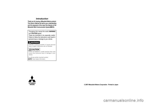 Mitsubishi Lancer Sportback G Mmcs Manual Pages