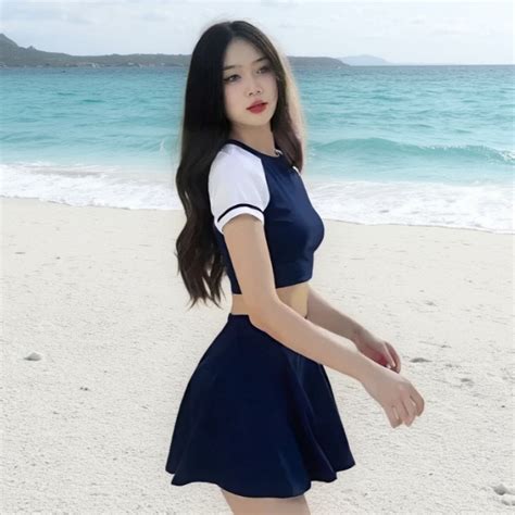 Bikini Váy Xòe Áo Croptop Dễ Thương Đồ Bơi Áo Tắm Mảnh Đi Biển thể