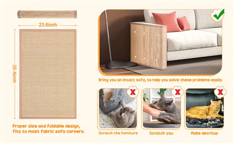 Newwiee 2 Pcs Cat Scratch Furniture Protector Mat Sofa