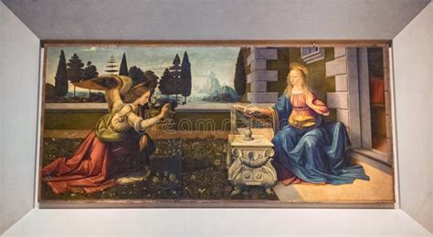 The Annunciation by Leonardo Da Vinci Editorial Stock Photo - Image of ...