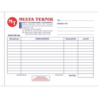 Jual Cetak Nota Invoice Kwitansi Memo Surat Jalan NCR 4 Ply 2 Warna