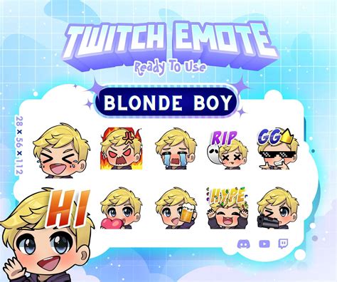 Boy Twitch Emotes Blonde Hair Emote Bundle Hype Twitch Etsy Australia