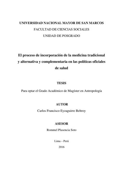 Pdf El Proceso De Incorporaci N De La Medicina Tradicional Y