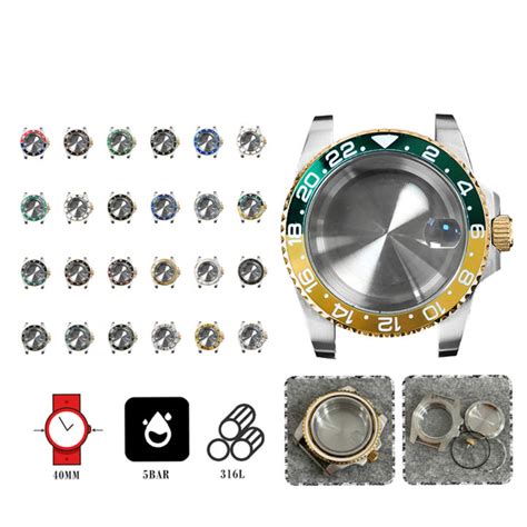 40mm Sapphire Magnifying Glass Watch Case 316l Stainless Steel Gold Case Watch Modification Kit