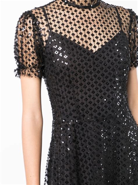 Macgraw Porcelain Sequin Embellished Sheer Dress Black Farfetch