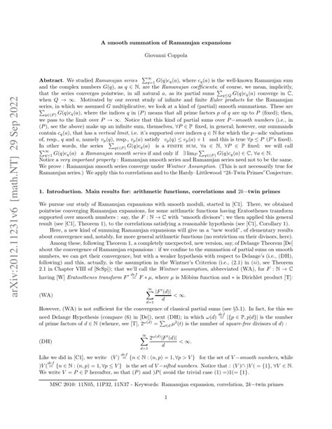 Pdf A Smooth Summation Of Ramanujan Expansions{6th Version}