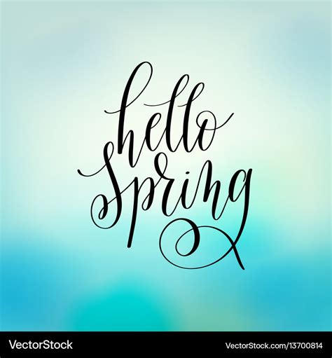 Hello Spring Hand Lettering Poster Calligraphy Vector Image