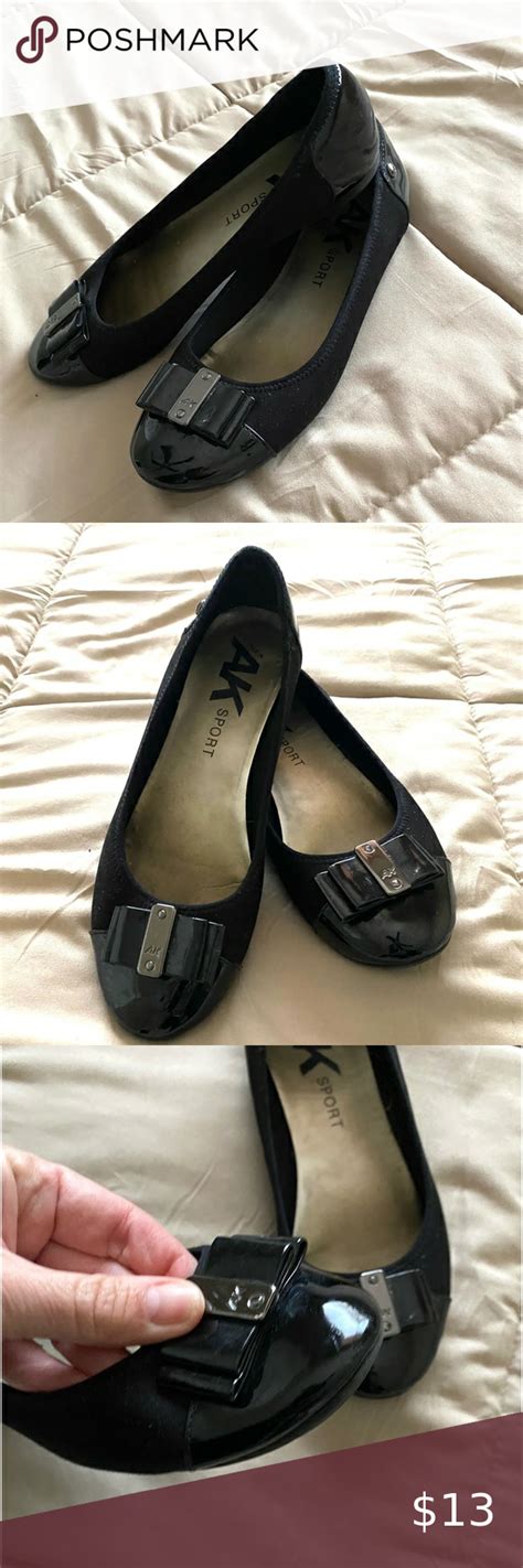 Womens Anne Klein Sport Alive Black Ballet Flat With Bow Size In