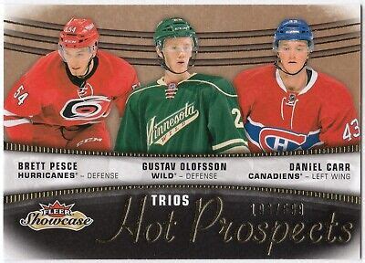 2015 16 Fleer Showcase Hot Prospects Trios PESCE OLOFSSON CARR 107