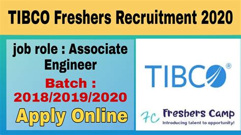 Tibco Recruitment Associate Engineer Batch Apply