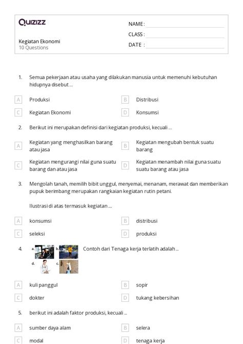 Lembar Kerja Ekonomi Untuk Kelas Di Quizizz Gratis Dapat Dicetak