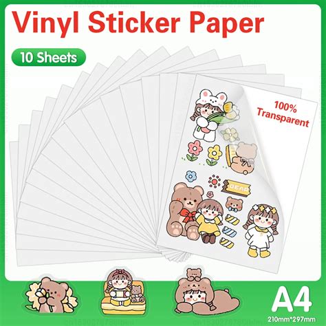 Прозрачная самоклеящаяся фотобумага Ecowell Printable Vinyl Sticker ...