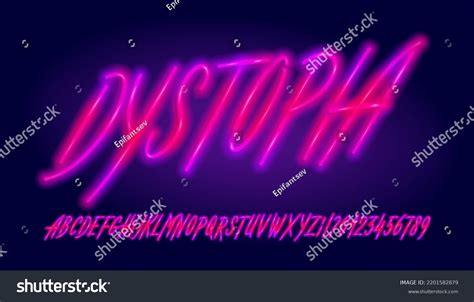 Dystopia Alphabet Font Hand Drawing Glowing Stock Vector Royalty Free