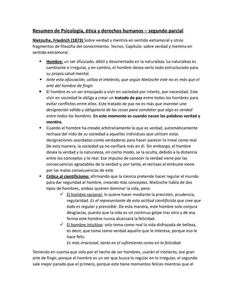 Resúmen segundo parcial de Psicología ética y ddhh Resumen de