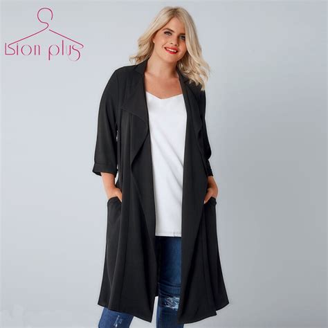 Ol Style Women Spring Trench Coat Plus Size 2018 Asymmetric Length Open