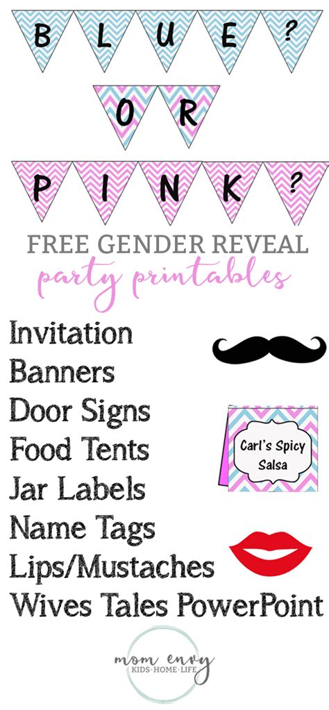 Free Gender Reveal Party Printables Mom Envy