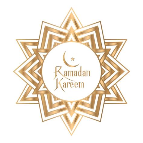 Um Madala Dourado E Fundo Branco As Palavras Ramadan Kareem Em Um