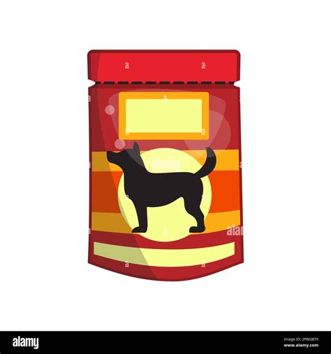 Red Packaging With Wet Food Dogs Cartoon Illustration Stock Vector