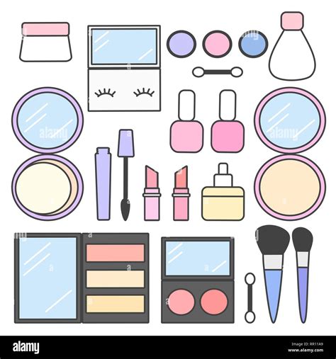 Hand Drawn Cartoon Fashion Makeup Tools Set Vector Image, 40% OFF