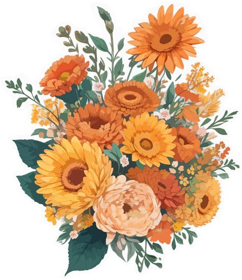 Autumn Flowers Bouquet Clipart AI Generative 27824740 PNG