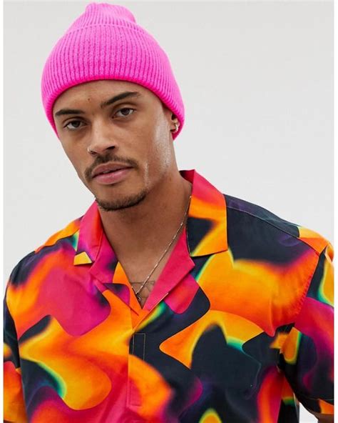 ASOS Neon Pink Beanie for Men | Lyst