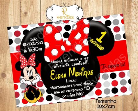 Convite Personalizado Digital Tema Minnie No Elo Minnie Minnie