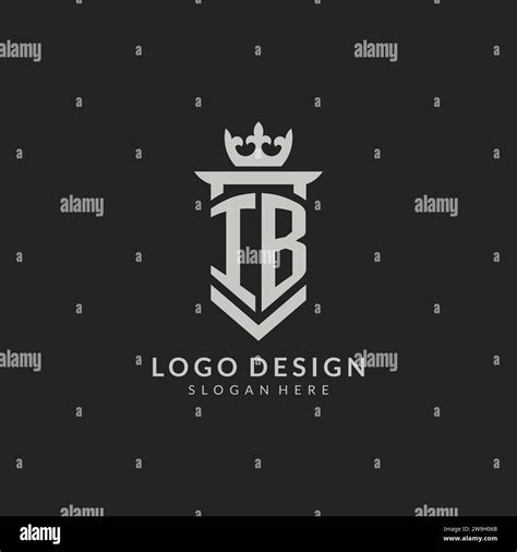 Initial IB Shield And Crown Logo Style Vector Graphic Stock Vector