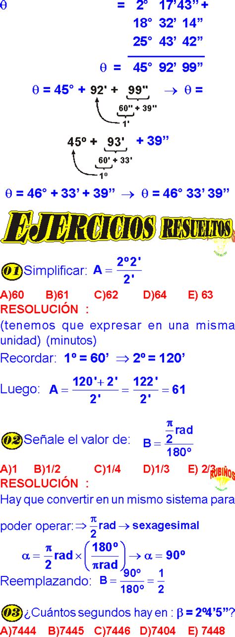 Sistemas Angulares Ejercicios Resueltos De Trigonometr A Pdf