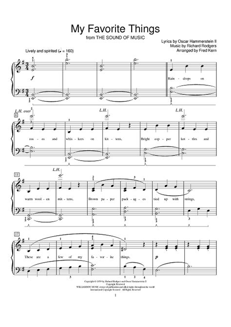 My Favorite Things Sheet Music For Piano Sheet Music Now