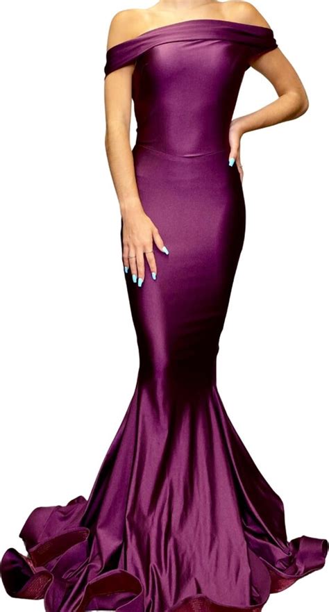 Jessica Angel Off The Shoulder Evening Gown In Eggplant ShopStyle