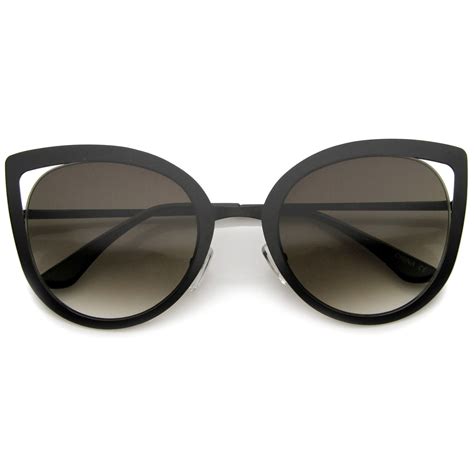 Womens Round Laser Cut Cat Eye Sunglasses Zerouv