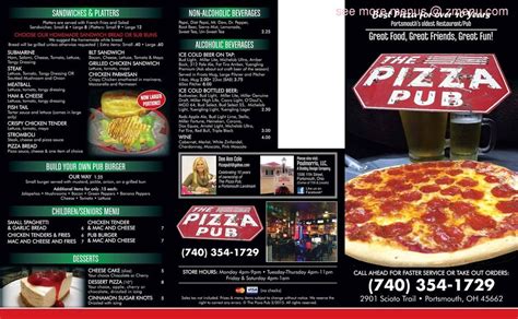 Menu at Pizza Pub, Portsmouth, Scioto Trail