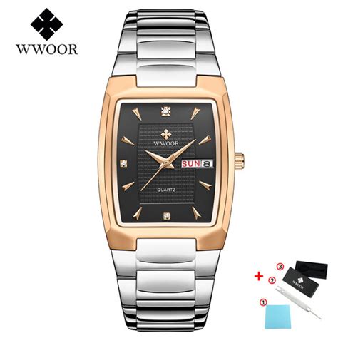 Wwoor Watch Men S Square Waterproof Quartz Watch Top Brand Luxury