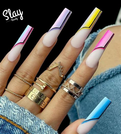 Luxury Bold Rainbow Aztec Jet Set Babe Press On Nails Slaylebrity