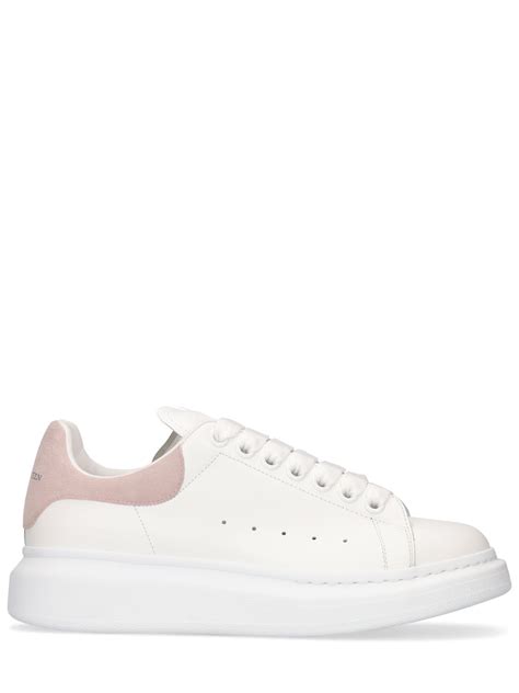 Alexander Mcqueen 45mm Leather And Suede Sneakers White Light Pink Luisaviaroma