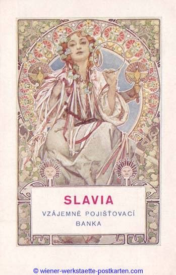 sig Alphonse Mucha um 1925 Wiener Werkstätte Postkarten