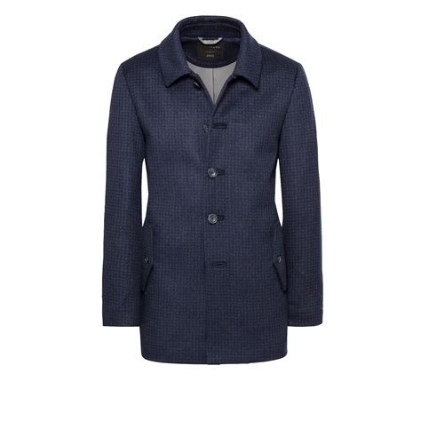 Navystorm Blue Woolcashmere Houndstooth Car Coat Jhilburn