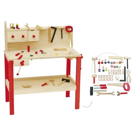 ROBA Établi pour Enfant en Bois Set d Outils Atelier de Bricolage