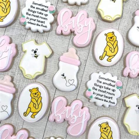 Winnie The Pooh Baby Shower Cookies In 2022 Baby Shower Cookies Baby