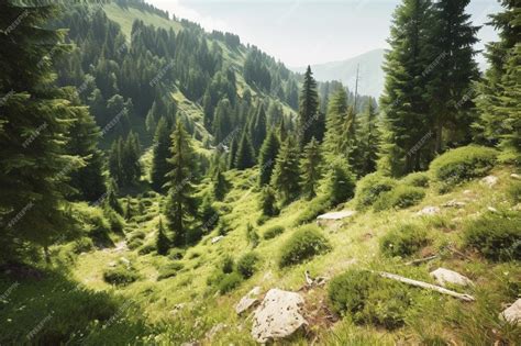 Premium Ai Image A Mountain Scene With A Mountain Scene In The