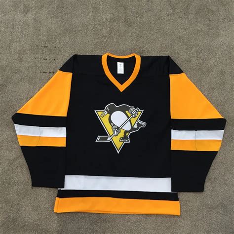 balck and yellow Pittsburgh Penguins Ice Blank Hockey Jerseys custom-in ...